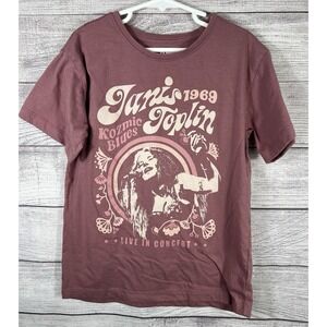 Janis Joplin Girls Pink Graphic Tee Kosmic Blues Rock Shirt Size M 7-8